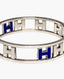 Hermès H Bracelet Silver and Blue Reversible Bangle