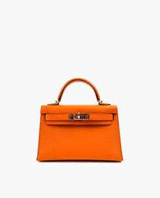 Hermès Mini Kelly 20 Orange/Gold Chevre Palladium Hardware