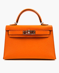 Hermès Mini Kelly 20 Orange/Gold Chevre Palladium Hardware