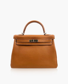 Hermès Kelly 32 Retourne Gold Clemence PHW