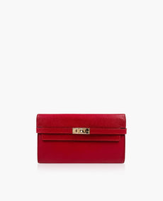 Hermès Kelly Long Wallet Ruby Red PHW Epsom