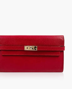 Hermès Kelly Long Wallet Ruby Red PHW Epsom