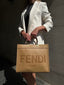 Fendi Sunshine Medium Dove Gray Leather Shopper