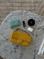 Chanel Yellow CC Medallion Charm Chevron Flap Bag