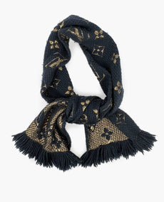 Louis Vuitton Logomania Navy Gold Scarf