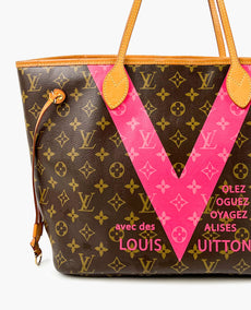 Louis Vuitton Neverfull MM Monogram Limited Edition Pink Cities V