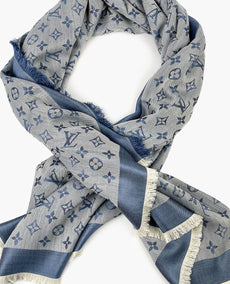 Louis Vuitton Monogram Shawl Light Blue Denim