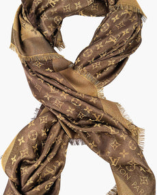 Louis Vuitton Monogram Shine Shawl Brown