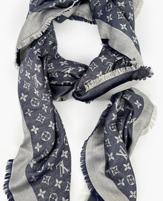 Louis Vuitton Monogram Denim Shawl Blue