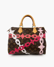 Louis Vuitton Bay Rose Ballerine Poppy Limited Edition Chain Flower Speedy 30 laukku