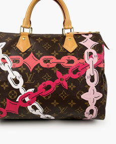 Louis Vuitton Bay Rose Ballerine Poppy Limited Edition Chain Flower Speedy 30 laukku