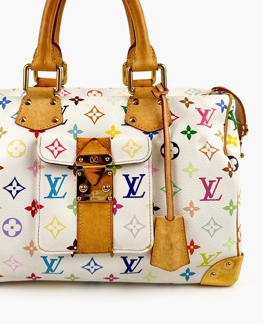 Louis vuitton speedy 30 multicolor white sale