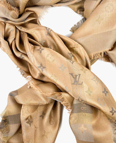 Louis Vuitton So Shine Monogram Shawl Beige