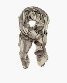 Louis Vuitton Silver Camo Silk Wool Shawl