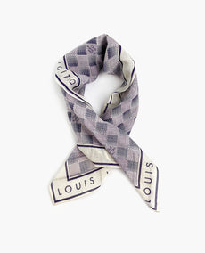 Louis Vuitton Purple & White Damier Printed Cotton Square Scarf