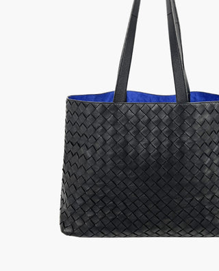 Bottega Veneta Slot Tote Black Intrecciato