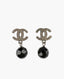 Chanel CC Metal Black Bead Drop Earrings