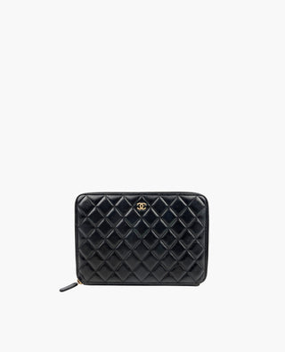 Chanel Black Lambskin Classic Zip Pouch