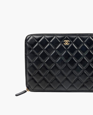 Chanel Black Lambskin Classic Zip Pouch