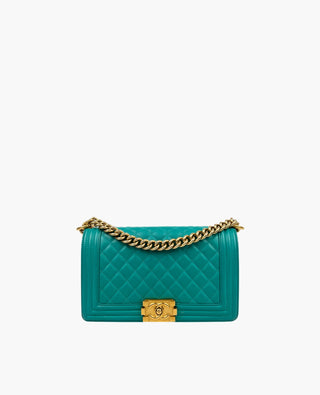 Chanel Boy Old Medium Turquoise GBHW