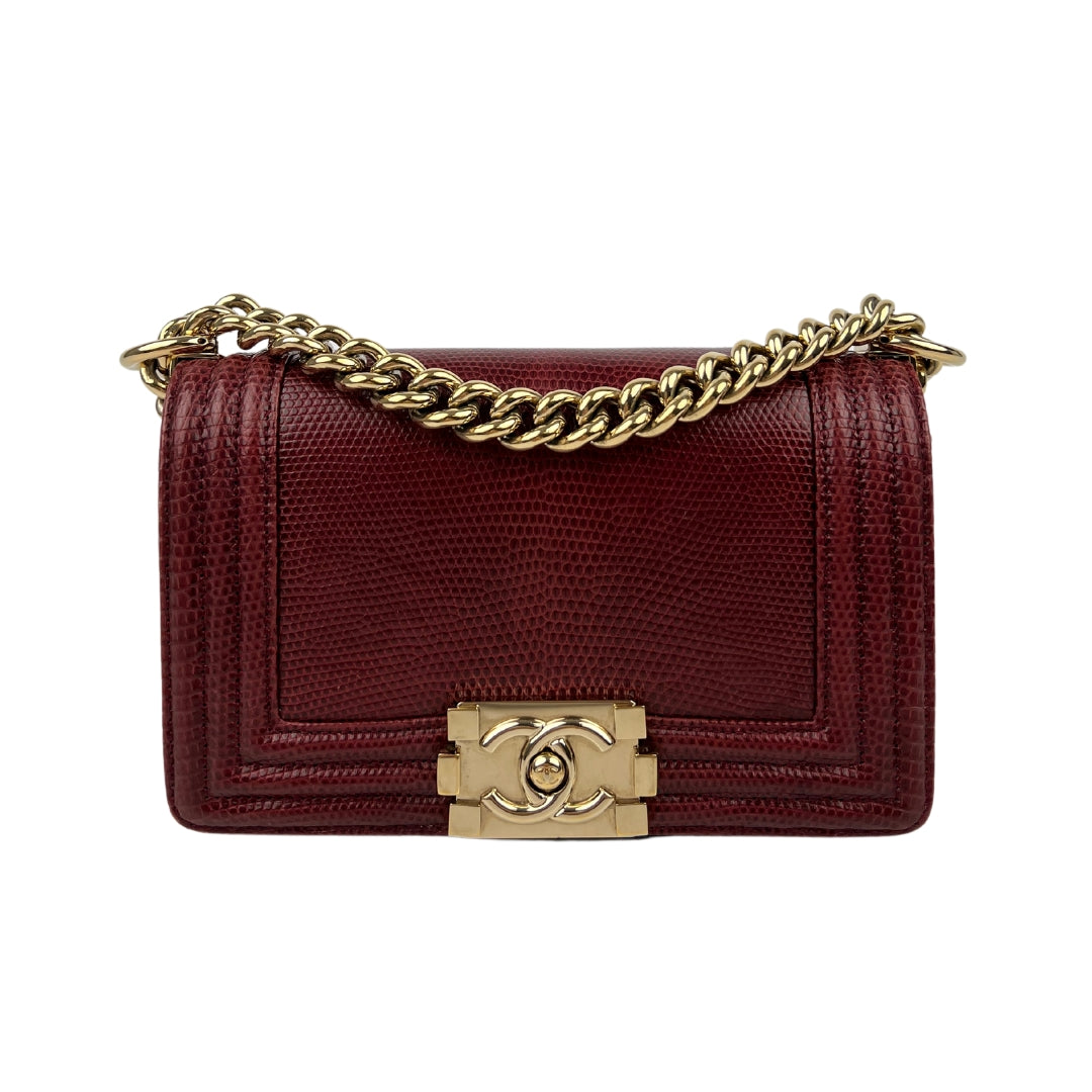 Chanel Boy Small Burgundy Lizard CHW Luxury Helsinki