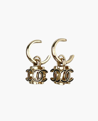 Chanel CC Cube Hoop Earrings