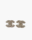 Chanel CC Earrings Silver Strass Small