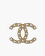 Chanel CC Champagne Gold Brooch With Pearls