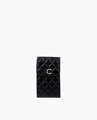 Chanel CC Phone Chain Holder Black Lambskin CHW