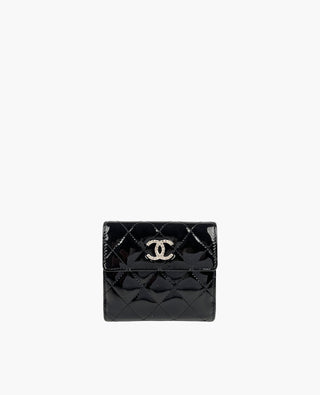 Chanel S-Double Wallet Brilliant Black Patent SHW