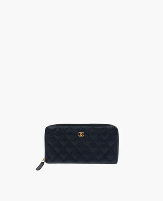 Chanel CC Zippy Long Wallet Black Caviar GHW