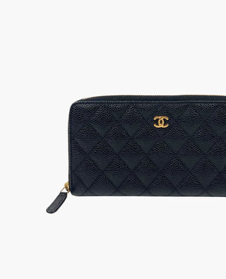 Chanel CC Zippy Long Wallet Black Caviar GHW