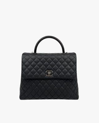 Chanel Large Coco Handle Bag Black Caviar RHW