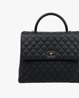 Chanel Large Coco Handle Bag Black Caviar RHW