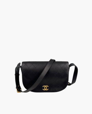 Chanel Messenger Bag -satula, musta tikattu harjattu GHW