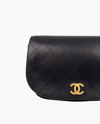 Chanel Messenger Bag Saddle Black Quilted Brushed GHW