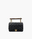 Chanel Rectangular Wooden Handle Flap Bag Black Lambskin