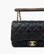 Chanel Rectangular Wooden Handle Flap Bag Black Lambskin