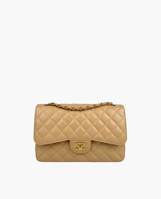 Chanel Timeless Jumbo Beige Caviar Double Flap GHW