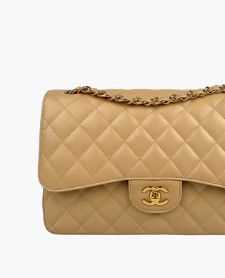 Chanel Timeless Jumbo Beige Caviar Double Flap GHW