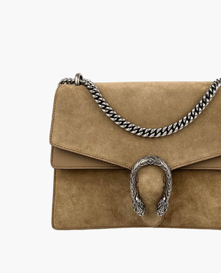 Gucci Dionysus Medium Shoulder Bag Taupe Suede