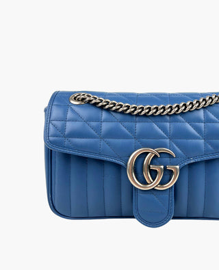 Gucci GG Marmont Matelasse Small Shoulder Bag Blue