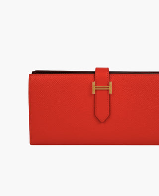 Hermès Bearn Verso -lompakko Epsom Orange Rouge GHW