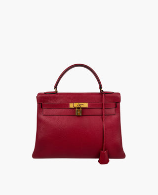 Hermès Kelly 32 Clemence Burgundy