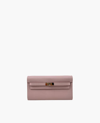 Hermès Kelly Wallet To Go Mauve Sylvestre Epsom PHW