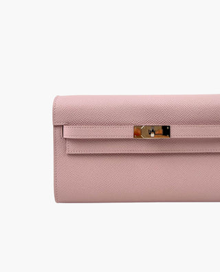 Hermès Kelly Wallet To Go Mauve Sylvestre Epsom PHW