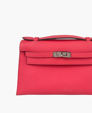 Hermes Kelly Pochette Clutch Rose Azalee Epsom PHW