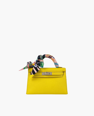 Hermès Mini Kelly Jaune Citron Chèvre Mysore Leather PHW