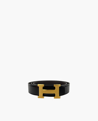 Hermès H Reversible Leather Belt Black Box and Brown Clemence