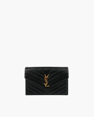 YSL Cassandre Envelope Chain Wallet Black